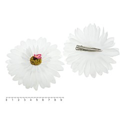 Набір заколок-качечок з ромашками 9.5см білий (4374)