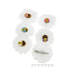 Набір заколок-качечок з ромашками 6.5см білий (4689)