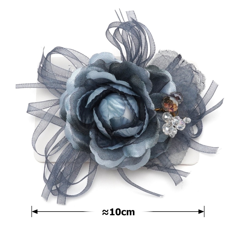 Шпилька-качечка для волосся з квіткою і стразами 10см (4692) 13