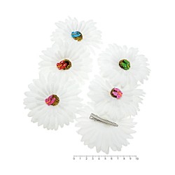 Набір заколок-качечок з ромашками 10см білий (4769)