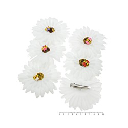 Набір заколок-качечок з ромашками 10см білий (4771)