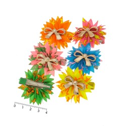 Набор заколок-уточек с бантиками 4см разноцветный (6952)