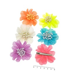 Набор заколок-уточек с бантиками 6см разноцветный (9027)