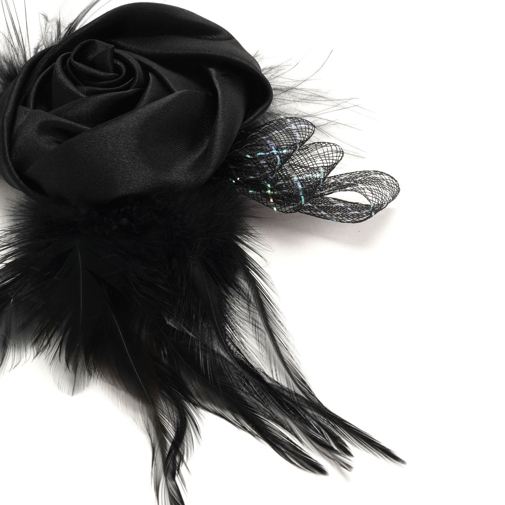 Набір квітів-заготовок з пір'ям 15см чорний (31118) 2