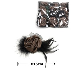 Набір квітів-заготовок з пір'ям 15см світло-коричневий (31140)