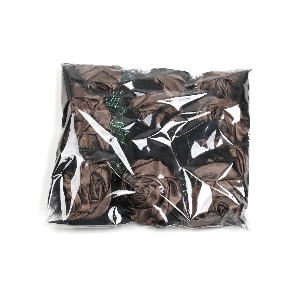 Набір квітів-заготовок з пір'ям 15см світло-коричневий (31140) 3