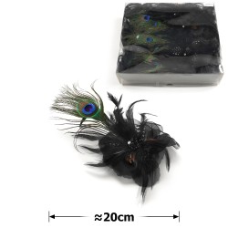 Набор цветов-заготовок с перьями 20см черный (31143)