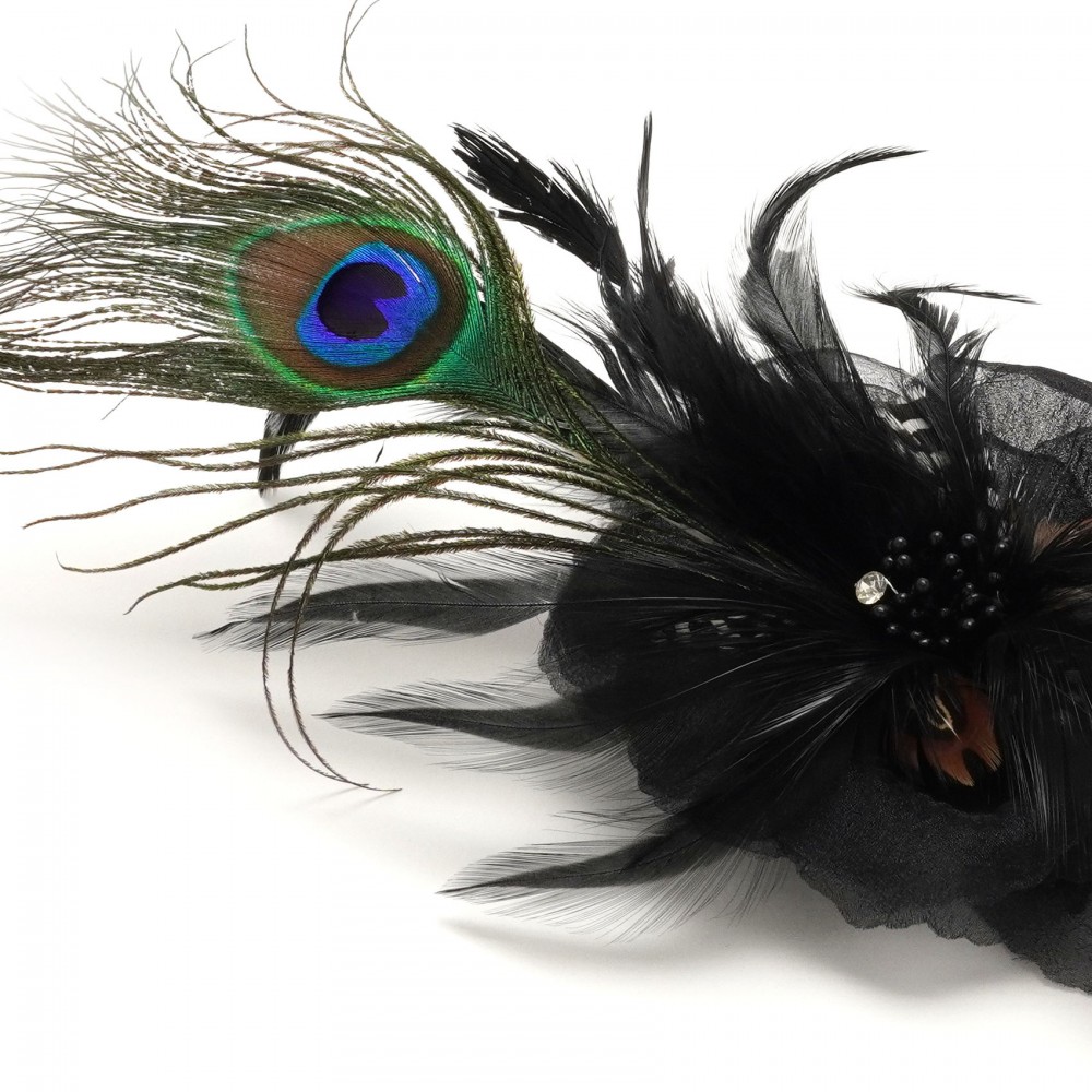 Набор цветов-заготовок с перьями 20см черный (31143) 2