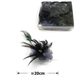 Набір квітів-заготовок з пір'ям 20см сірий (31144)
