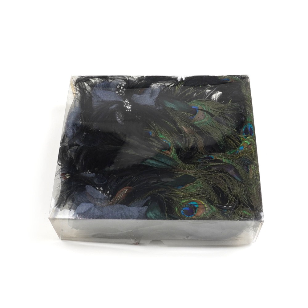 Набор цветов-заготовок с перьями 20см серый (31144) 3