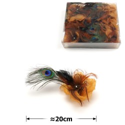 Набор цветов-заготовок с перьями 20см светло-коричневый (31145)