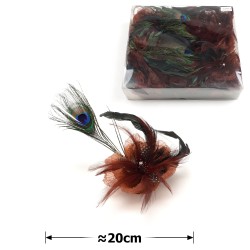 Набір квітів-заготовок з пір'ям 20см коричневий (31146)