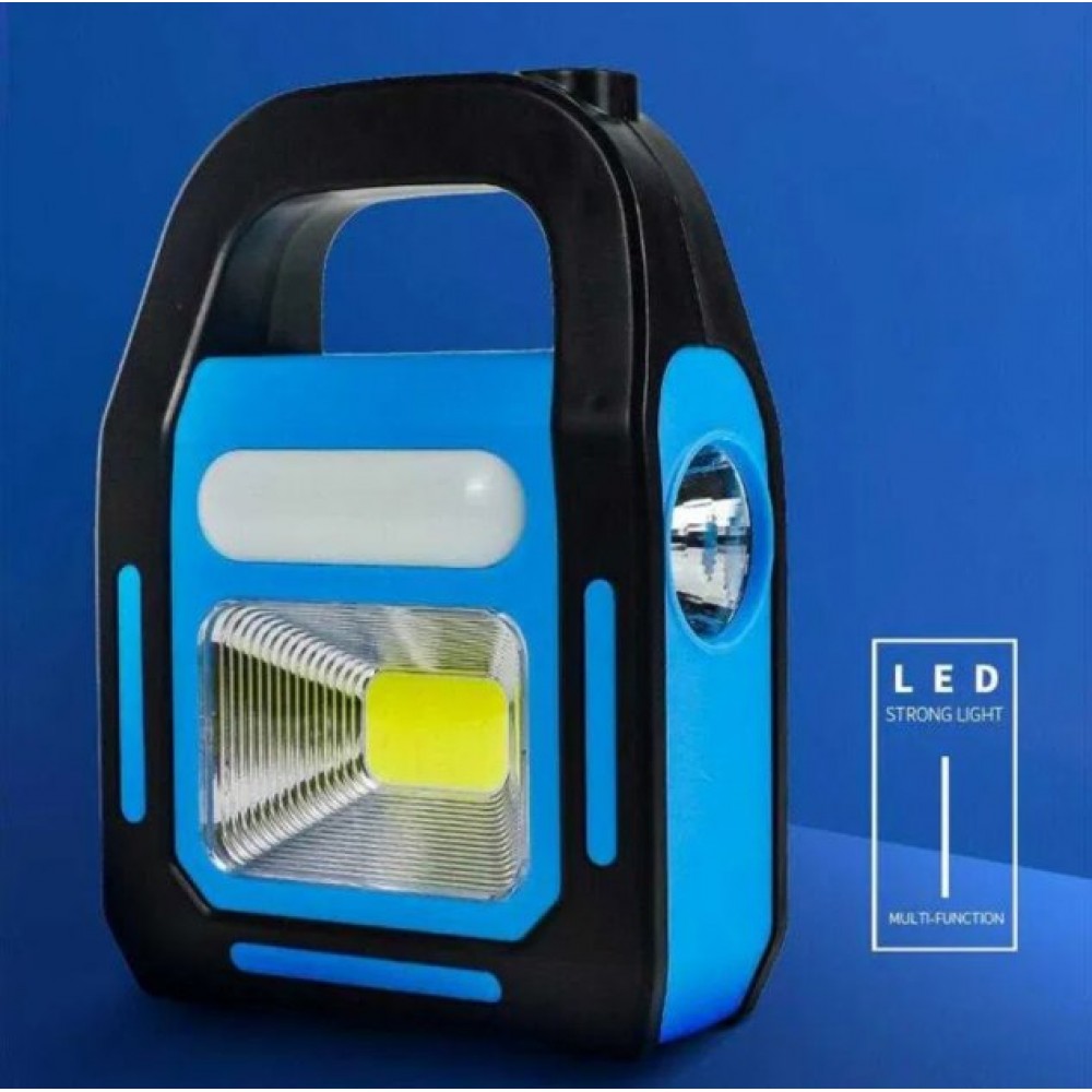 Аварийный аккумуляторный светодиодный LED фонарик USB повербанк с солнечной батареей 26393 синий 7
