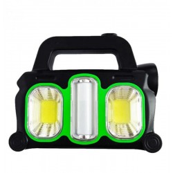 Світлодіодний ліхтарик з акумулятором та сонячною панеллю зелений (26395)