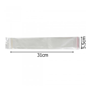Набор целлофановых упаковочных пакетов 5.5x31см 100шт прозрачный (14399)