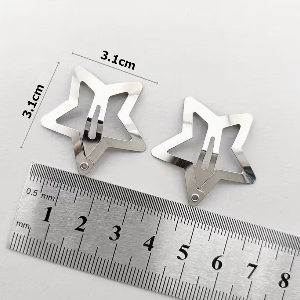 (10-31561) Набір заколок-хлопушок Зірка для волосся 3.1см сріблястий 2