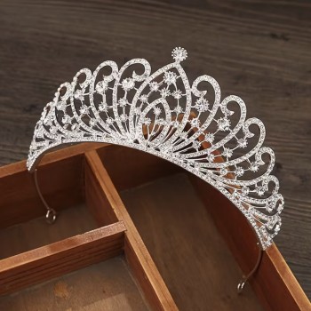 Діадема-обруч зі стразами металева (31619)