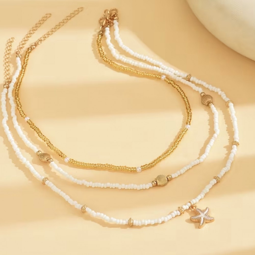 Набір підвісок на шию з перлинних намистин білого кольору 3шт (31816) 4